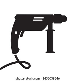 Rotary hammer icon. Vector isolated on white background. Hand drill trendy illustration