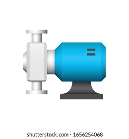 Rotary lobe pump vector icon. Consist of rotor or vane inside power by electric motor for suction and discharge fluid, liquid or gas to flow. Use in food processing, beverage, pharmaceutical industry.