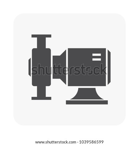 Rotary lobe pump vector icon. Consist of rotor or vane inside power by electric motor for suction and discharge fluid, liquid or gas to flow. Use in food processing, beverage, pharmaceutical industry.