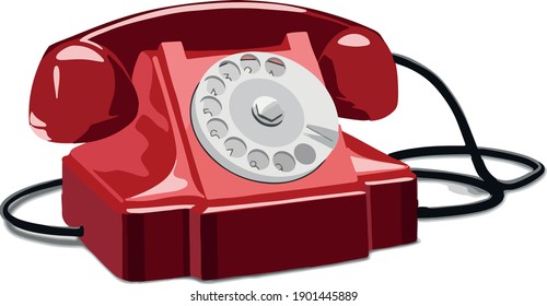 Rotary old red telephone vector