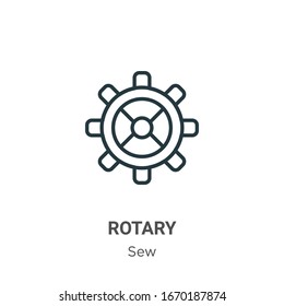 Rotary outline vector icon. Thin line black rotary icon, flat vector simple element illustration from editable sew concept isolated stroke on white background