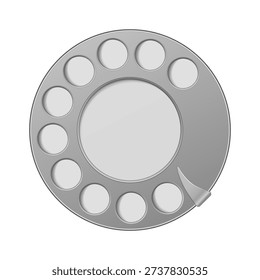 Rotary phone dial without numbers template. Realistic vector vintage phone dial disk mockup