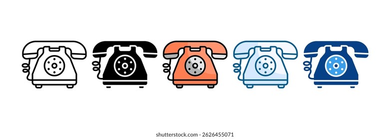 Rotary Phone Icon Set Multiple Style Collection
