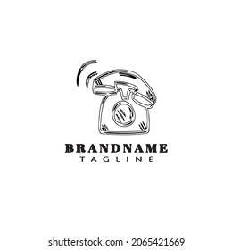rotary phone logo icon design template black modern vector illustration