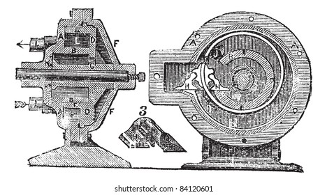 Rotary Pump, vintage engraved illustration. Trousset encyclopedia (1886 - 1891).