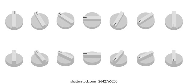 rotaciona o botão redondo com uma vista diferente. ilustração vetorial isolada no fundo branco.