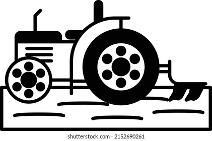 rotary tiller side view vector icon design, Farming and Agriculture symbol, village life Sign, Rural and Livestock stock illustration, Autonomous Self-Driving Tractors Concept