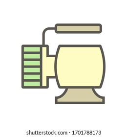 Rotary vane vacuum pump vector icon. Equipment tools for install or repair air conditioner, refrigerant charging by remove moisture from air conditioning hvac system, food processing. Editable stroke.