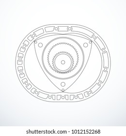 Rotary Wankel Engine. Vector Illustration