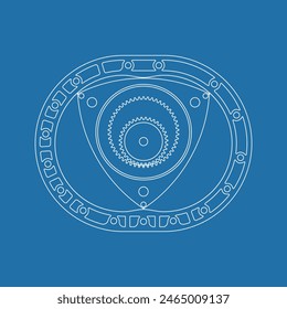 Rotary Wankel engine. Vector illustration