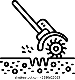 Rotary or Weeder in farm field vector outline icon design, Lawn and Gardening symbol, Farm and Plant sign, agriculture and horticulture equipment stock illustration, Garden Mini Power Tiller concept