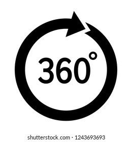 Rotate 360 degrees circular arrow flat vector icon for apps and websites