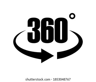 Rotate 360 degrees icon. Full circle rotation sign. Vector illustration