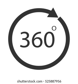 rotate 360 degrees icon on white background. rotate 360 degrees sign.
