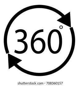 rotate 360 degrees icon on white background. rotate 360 degrees sign.