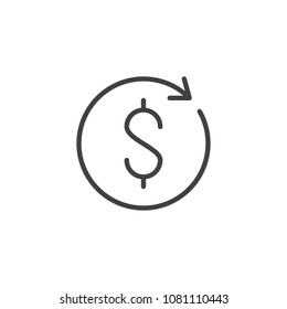 Rotate arrow and dollar vector icon. filled flat sign for mobile concept and web design. Exchange simple solid icon. Symbol, logo illustration. Pixel perfect vector graphics