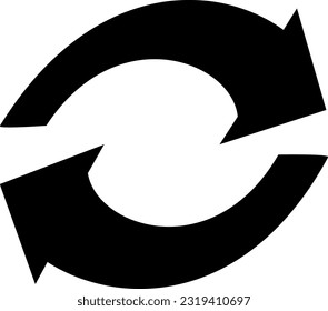 Rotar icono de flecha aislado en fondo blanco.