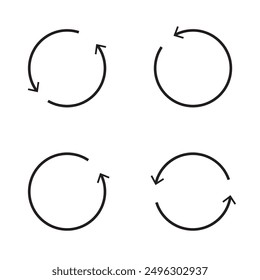 Rotate arrow icon set. Recycle arrow. Circle cursor symbol. Vector isolated illustration. EPS 10.