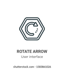Rotate arrow outline vector icon. Thin line black rotate arrow icon, flat vector simple element illustration from editable user interface concept isolated on white background