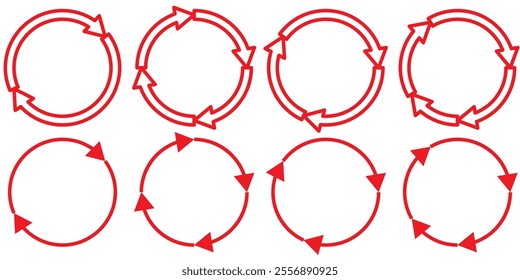 Rotate arrow and spinning loading symbol. Circular rotation loading elements, redo process.