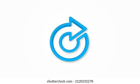 Pfeil rotieren, 3D-Linien-Flachfarbsymbol aktualisieren. Realistische Vektorgrafik. Piktogramm einzeln. Draufsicht. Farbiges, transparentes Schattendesign.