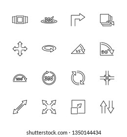 Rotate Arrows outline icons set - Black symbol on white background. Rotate Arrows Simple Illustration Symbol - lined simplicity Sign. Flat Vector thin line Icon - editable stroke