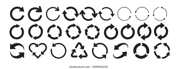 Rotate arrows. Refresh recycle icon, symbol. Reload, refuse, rotate black logo design. Vector illustration eps10