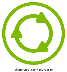Rotate Back vector icon. Style is flat circled symbol, eco green color, rounded angles, white background.