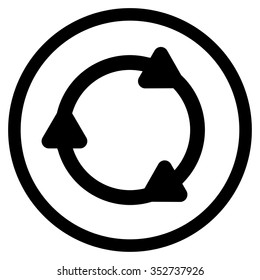 Rotate Back vector icon. Style is flat circled symbol, black color, rounded angles, white background.