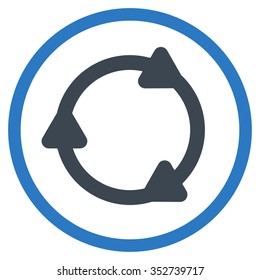 Rotate Back vector icon. Style is bicolor flat circled symbol, smooth blue colors, rounded angles, white background.