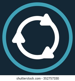 Rotate Back vector icon. Style is bicolor flat circled symbol, blue and white colors, rounded angles, dark blue background.
