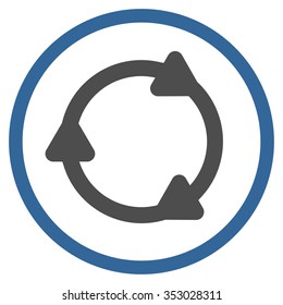 Rotate Back vector icon. Style is bicolor flat circled symbol, cobalt and gray colors, rounded angles, white background.