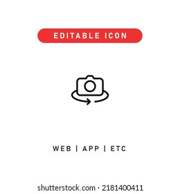 rotate camera editable stroke icon, outline icon for web, app, presentation, etc