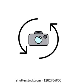 Rotate camera flat vector icon sign symbol