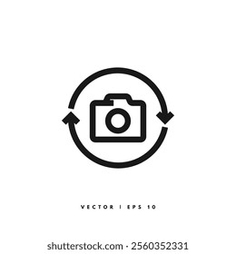 Rotate Camera Icon. Editable Stroke
