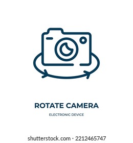 Rotate camera icon. Linear vector illustration from electronic device collection. Outline rotate camera icon vector. Thin line symbol for use on web and mobile apps, logo, print media.