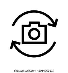 rotar icono de cámara o logotipo símbolo de signo aislado ilustración vectorial - iconos vectoriales de estilo negro de alta calidad