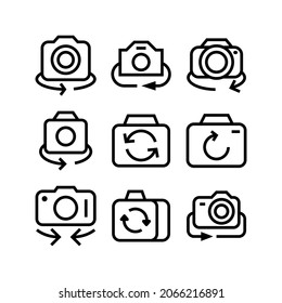 rotar icono de cámara o logotipo símbolo de signo aislado ilustración vectorial - Colección de iconos vectoriales de estilo negro de alta calidad