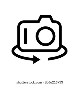 rotar icono de cámara o logotipo símbolo de signo aislado ilustración vectorial - iconos vectoriales de estilo negro de alta calidad