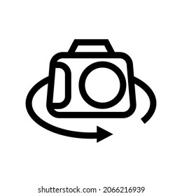 rotar icono de cámara o logotipo símbolo de signo aislado ilustración vectorial - iconos vectoriales de estilo negro de alta calidad