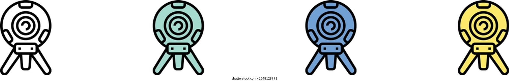rotate camera icon. Outline, Green, Blue and Yellow Style Design Isolated On White Background