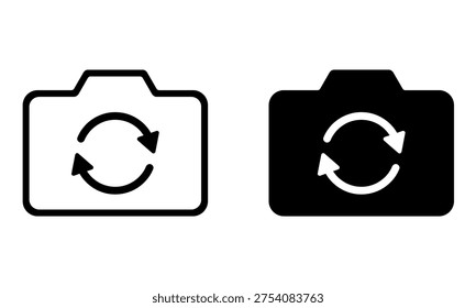 Rotate camera icon, swap between rear and front camera for web, mobile app, flat vector icon