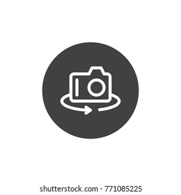Rotate camera icon vector, filled flat sign, solid pictogram isolated on white. Photo Camera switch symbol, logo illustration.