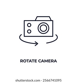 rotate camera outline icon. Linear vector from internet security concept. Thin line rotate camera icon isolated on white background