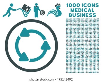 Rotate CCW icon with 1000 medical business soft blue vector design elements. Set style is flat bicolor symbols, white background.