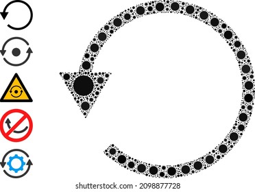Rotate CCW mosaic icon. Vector mosaic is constructed with random virus cell items. Virus cell collage rotate CCW icon, and additional icons. Rotate CCW collage for medical templates.