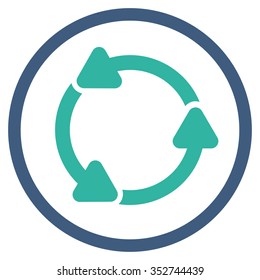 Rotate Ccw vector icon. Style is bicolor flat circled symbol, cobalt and cyan colors, rounded angles, white background.