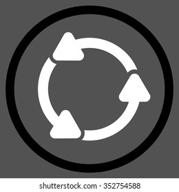 Rotate Ccw vector icon. Style is bicolor flat circled symbol, black and white colors, rounded angles, gray background.