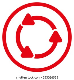 Rotate Ccw vector icon. Style is flat circled symbol, red color, rounded angles, white background.