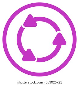Rotate Ccw vector icon. Style is flat circled symbol, violet color, rounded angles, white background.
